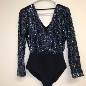 Sparkle Body Suit Charolette Russe Size Medium